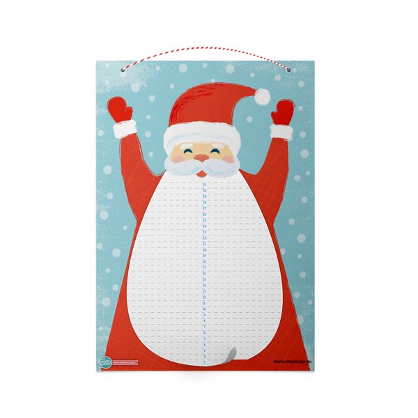 Адвент-календарь - Дед Мороз с отрывной бородой  